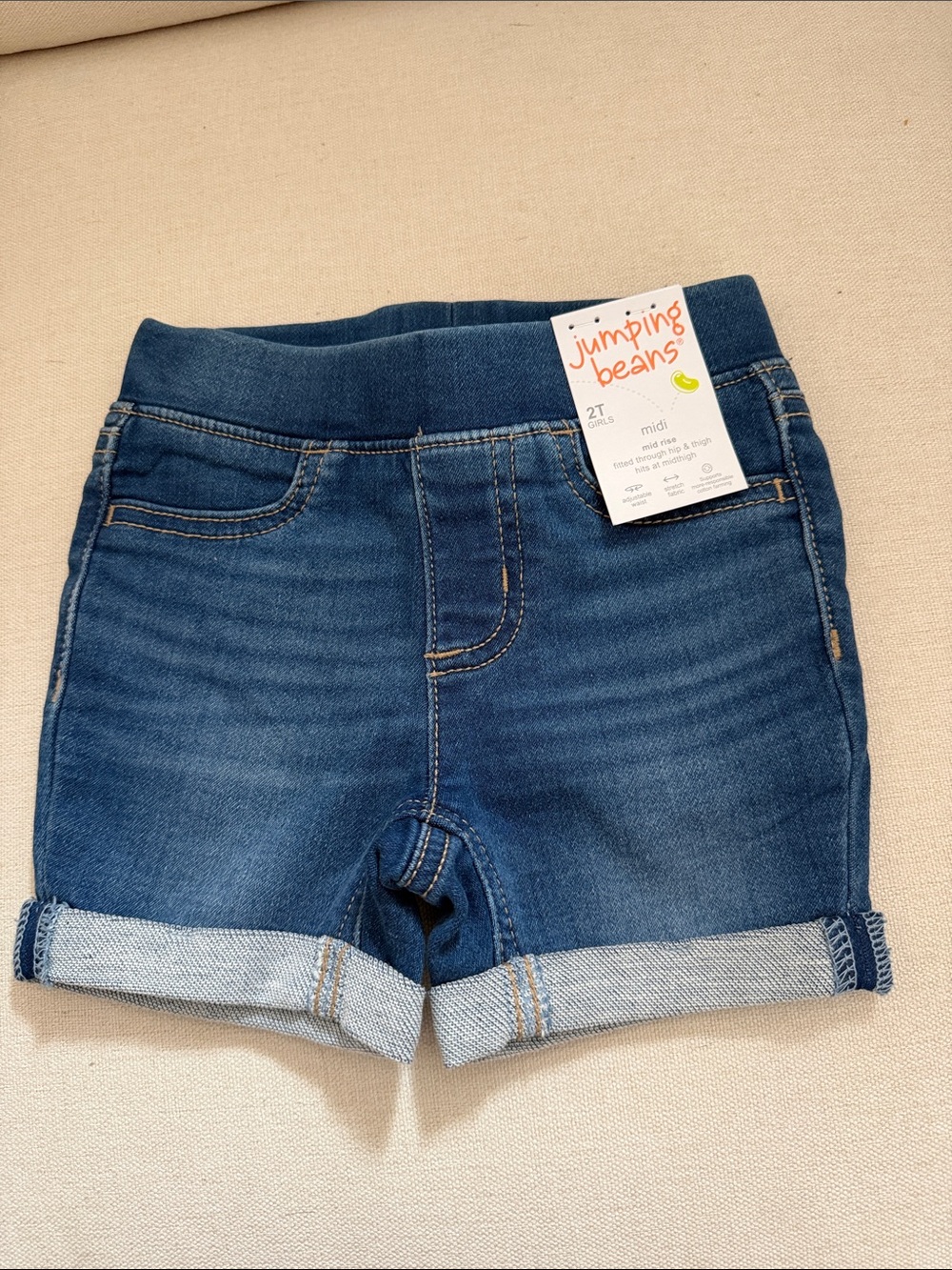 jumping beans Navy Blue Rolled-Hem Denim Shorts
